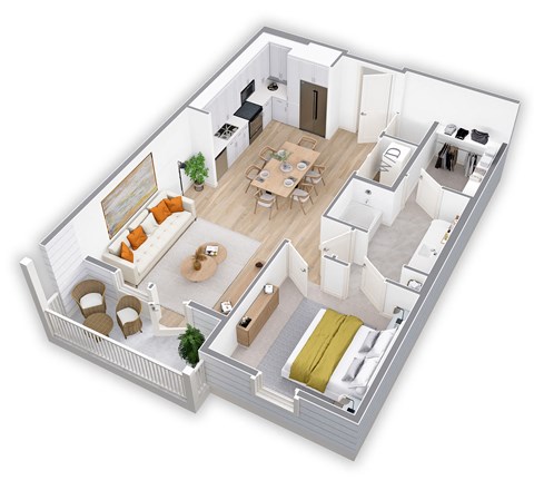 a floor plan of a house with a bedroom and a living room